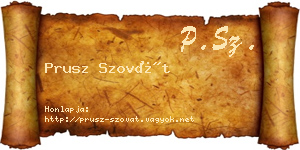 Prusz Szovát névjegykártya